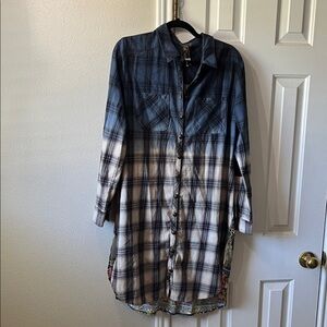 Plaid Ombre Button-Down Tunic